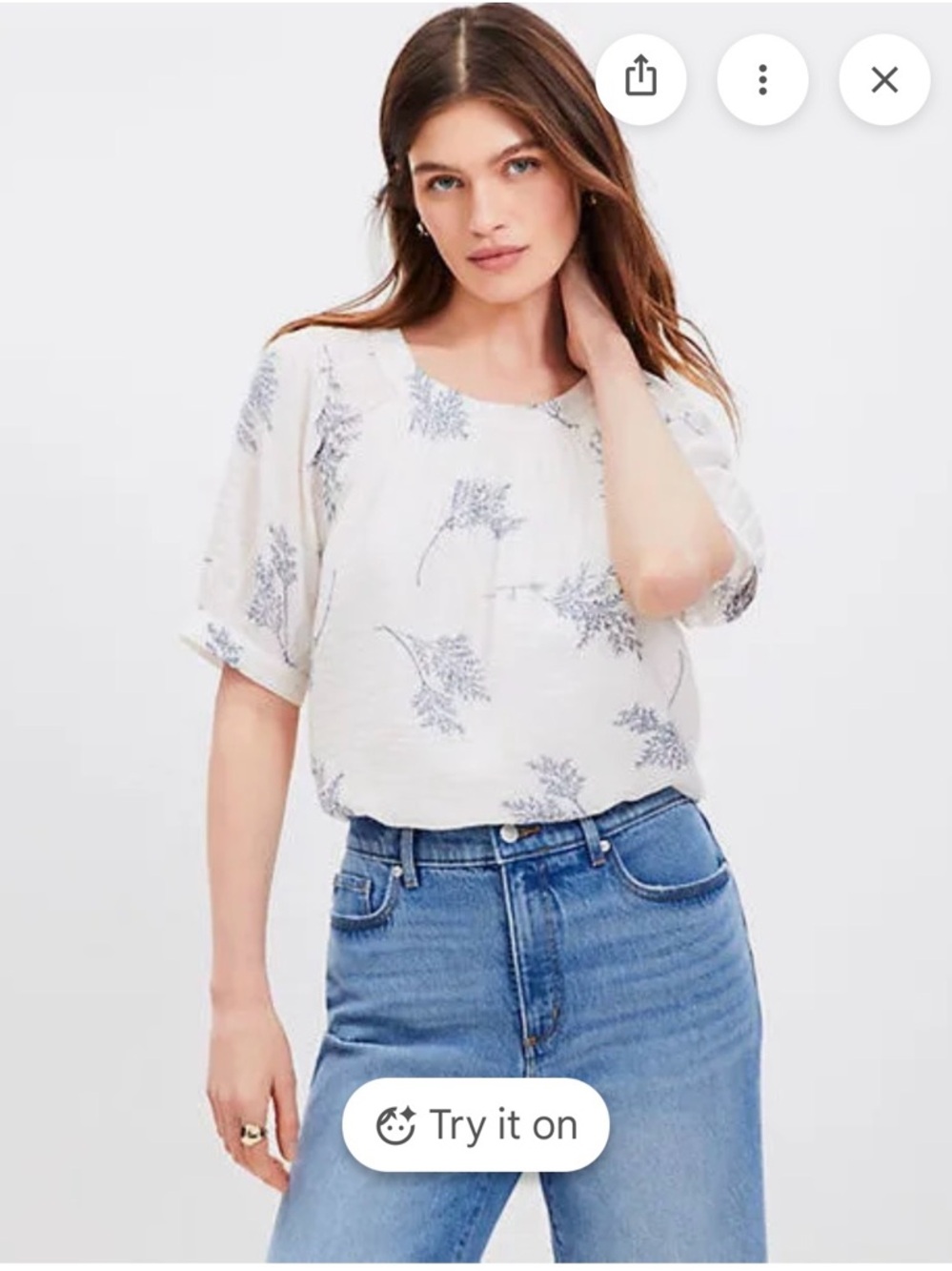 LOFT Leafed Bubble Sleeve Blouse